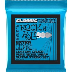 Ernie Ball 클래식 퓨어 니켈 엑스트라 슬링키 기타 스트링 - 8-38 게이지 (P02255), Single Pack, 엑스트라 (8-38)