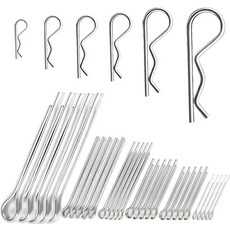 60개 코터 핀 헤어 구색 키트 아연 도금 R 클립 키 패스너 피팅 세트 히치 잠금 시스템 자동차 해양 트랙터 잔디 깎는 카트 트럭 엔진 수리 12 사이즈 2 스타일