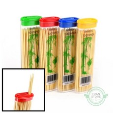 트랜스토어 사각 휴대용 대나무 치간 요지 이쑤시개 통 세트 4P