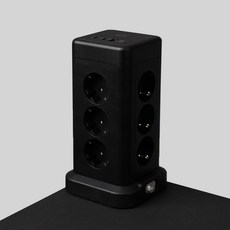 지클릭커 타워 12구 고용량 4000W USB 멀티탭 NP712PD 블랙, 1개, 타워형 12구 블랙, 2m
