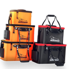 낚시 살림통 다용도 미끼 고기통 낚시 크릴 백 낚시통 태클박스 캐리어 휴대용 접이식 배스통 바스켓 가방, 포켓살림통40cm, 오렌지