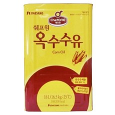 대상 쉐프원 옥배유 옥수수유 18L 업소용 대용량 18L, 1개