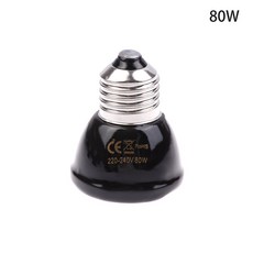 220-240V 원적외선 가열 램프 E27 검은 세라믹 애완 동물 따뜻한 전구 부화장 닭 거북이 도마뱀 파충류 20-80W, 80W, [02] 80W