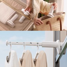 필킷 휴대용 미니행거 여행용 건조대 길이조절 옷걸이 확장형 빨래건조대 캠핑행거 빨래봉 빨래걸이 이동식, 1개, 흰색