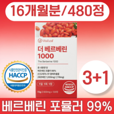 VitalLeaf 베르베린 1000 식약청인증 제조시설 HACCP, 4박스, 120정