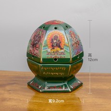 六面財神檀香爐 白色 香粉盤香爐 五姓財神 多聞天 佛具 供佛 擺件 招財進寶 護庫安宅, 綠色, 1個