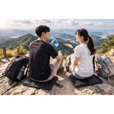 이지몰 등산 캠핑 휴대용 접이식 방석 카라비너 미니 매트, 블랙