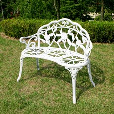 장미 로즈주물 야외 벤치 의자 2인용 카페 정원 테라스 2인 의자, 장미주물2인의자-화이트