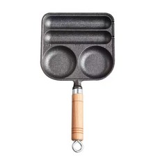 家用烤腸機香腸鍋 - 電磁爐烤肉專用鑄鐵烤盤 戶外燒烤適用, 1個, 普通款煎蛋烤腸鍋【無贈品】