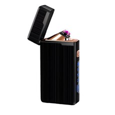 Kindfire 충전식 플라즈마 라이터 C타입 전기식 LED 방풍 방수 듀얼 아크 고급 캠핑용 라이타 초경량 전력량 표시 남성 선물, 블랙, 1개