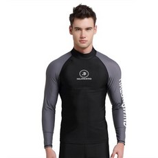 HALONGWIND 男士分體潛水服泳衣泳褲套裝 防曬長袖上衣 黑色 3XL