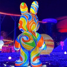 에어벌룬 조형물 팽창식 대형 토끼 풍선 조명 축제 행사 카페 정원 장식품 야외 홍보, 2m 토끼+에어펌프, 1개