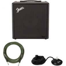 펜더 럼블 LT25 베이스 앰프 번들 조 스트러머 악기 케이블 포함 직선직선 칙칙한 녹색 13피트 1버튼 풋스위치