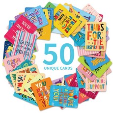 50張全英文感謝卡片 彩色塗鴉風格 感激小卡, 1個