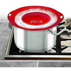 실리콘 끓는 오버 스필 스토퍼 뚜껑 - FDA 식품 등급 BPA 프리 인스턴트 냄비 커버 15.2cm(6인치)에서 25.4cm(10인치) 입구에 적합 (레드), 레드