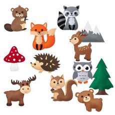 shangren 2xFelt 재봉 키트 DIY 공예 교육 재봉 예술 공예 우드랜드 동물, 느꼈다, 삼림 동물, 1개