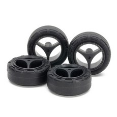 타미야 슈퍼 하드 소경 내로우 타이어 24mm + 카본 휠 3 스포츠 슈퍼 X&XX 샤시용 100 x 210 x 30 mm 세트 15543, 혼합색상, 1개