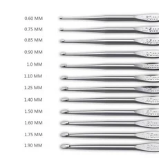 사이즈 0.5mm 1.9mm 금속 단일 헤드 크로셰 훅스 실 공예 레이스 울 니트 도구 뜨개질 및 액세서리용, 01 12pcs