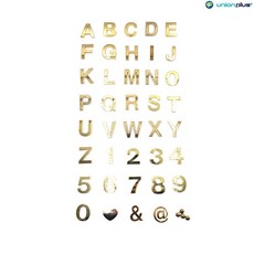 JanGoon 유니온 이니셜 입체 디자인 스티커 문자 금색 차동차/모델명/마크/기념일/이벤트, 0번