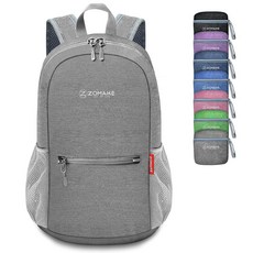 ZOMAKE 10L 경량 패커블 하이킹 백팩 찢어짐 방지 소형 여행 하이킹 데이팩 스포츠용 접이식 데이 팩 다크 그린. 컴팩트, 회색, 1개