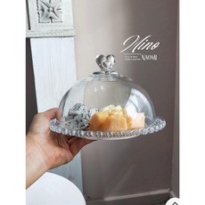 歐式優雅玻璃甜點高腳盤 帶蓋蛋糕架 甜點展示架, 帶蓋盤, 1個