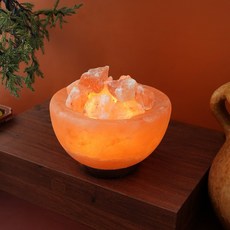 礦世奇鹽 大型八方福滿元寶聚寶盆巴基斯坦鹽燈（五顆大元寶、夜燈、鹽燈、桌燈、風水、巴基斯坦、玫瑰鹽）, 天然鹽塊-聚寶盆鹽燈