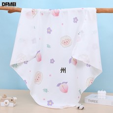 DFMEI 新生兒包單薄款嬰兒單層包巾產房裹布襁褓巾可愛卡通印花寶寶包被, 桃子