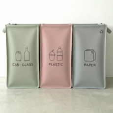 살림핏 가정용 분리수거함 3단 재활용 54L x 3p, 혼합색상