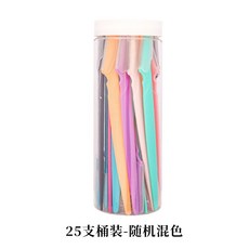 直柄修眉刀 25支桶裝 隨機混色, 1個, 25支桶裝直柄修眉刀 混色(隨機)