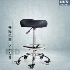 美容院專用凳子 旋轉升降高腳椅 理髮椅 美甲椅 廚房收銀前臺加高款靠背升降轉椅滑輪理髮師凳子, 【鎖定輪】黑色無靠背+腳踏68-85, 1個