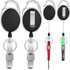 목수 간호사 기계 건축가 사무직 근로자에게 이상적인 31.5인치 다이나이마 코드 금속 펜 클립 접이식 홀더 4팩, B