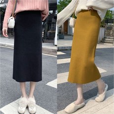 여성 일자핏 겨울 니트 롱스커트 골지치마 밴딩스커트 5색_JNJ216 imj+672XO
