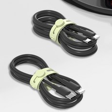 휴무드 전선정리 실리콘 케이블타이, 그린, 20개