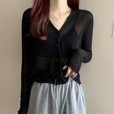 패션스타일 컬러 가디건 긴팔 여성 여름 브이 바캉스 여자