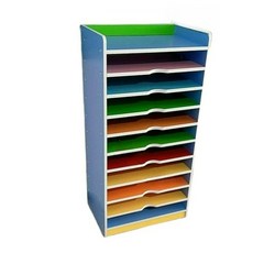 종이보관함 수납함 세로형 정리함 종이함 서류함 4절 서류 도면함 파일 미술 상자, 1개, A. 컬러 10단 60x40x100CM