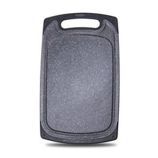 鍋寶 大理石紋砧板 雙面可用 防滑導流槽 SGS檢驗 廚房切菜板, 1個, 灰黑色40CM(大), 灰黑色