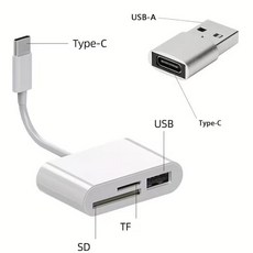 고속 USB-C 3-in-1 어댑터 세트 – 플러그 앤 플레이 아이패드 프로 맥북 갤럭시 S10S9 및 기타 기기용 SDTF