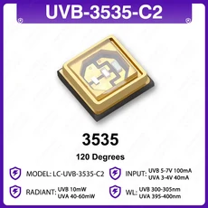 호환 UVB LED 칩 자외선 260nm 3535 SMD 램프 물 공기 정화 살균용 라이트 비즈, 06 UVB-3535-C2