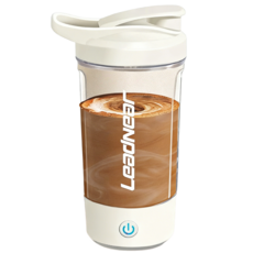 LeadNear自動攪拌杯，隨行便攜，食品級材質，一鍵啟動，輕鬆製作新鮮果汁, 頂配白色【超強勁動力】3秒攪拌-超長續航