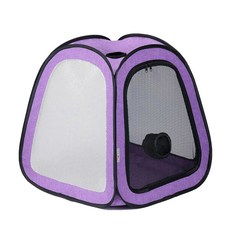 펫독 고양이 건조 상자 방수 방모 비행 방지 휴대용 케이지 켄넬 접이식 건조실 펫 드라이어 클린 그루밍 하우스 건조기 고양이/개용 (트래피조이드 옐로우), trapezoid purple