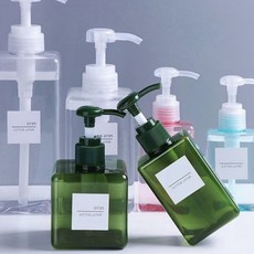 욕실용 펌프형 사각 리필 용기 세제 샴푸 바디워시 주방 보관 투명 그린 대용량, 1개, 3. 투명 650ml