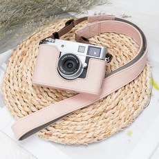 필름 x half 가죽 하프케이스 카메라 포함 스트랩 보호 케이스, C. 후지 엑스하프 라이트 핑크 보호 케이스