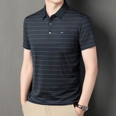 2026男士夏季Polo衫 短袖休閒衫 條紋翻領T恤 輕薄透氣運動商務爸爸裝