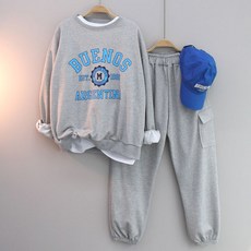 女款大尺碼Buenos運動套裝上下套裝長袖運動衫慢跑褲