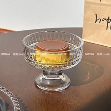 冰淇淋玻璃碗 甜品碗 雪糕奶昔 佈丁慕斯盃, 1個, 佈丁盃-鑽石紋