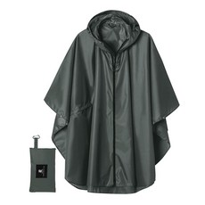 유니 레인 판초 후드 방수 우비 재킷 성인 여성 용 남성용(카키-화이트), 딥 그레이