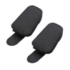 (2개세트) 차량 자동차 안경 선크라스클립 카드 보관 가죽 홀더, 1세트, 블랙(1+1)