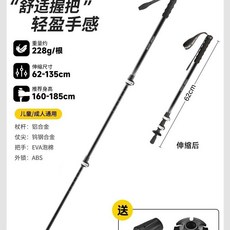 등산 지팡이 전문 야외 접이식 하이킹 장비, 1개, 1. 검정색