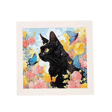 핸드메이드 실내 장식 그림 DIY 다이아몬드 그림 나비 고양이 요소, 1개
