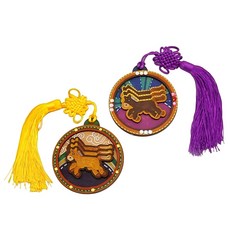 K문화체험 전통공예 신분증명 색칠교구 마패꾸미기/ 한류미술 치료미술 아크릴물감용 전통문양, 3개, 무지우드